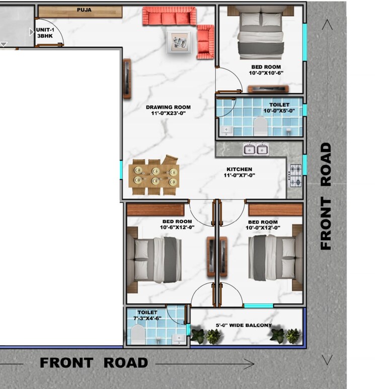 Floor Plan, alpine-aigin-royal 3 Bedroom 1495 Sq.Ft. Apartment In Sector 1 Greater Noida Greater Noida 9297267