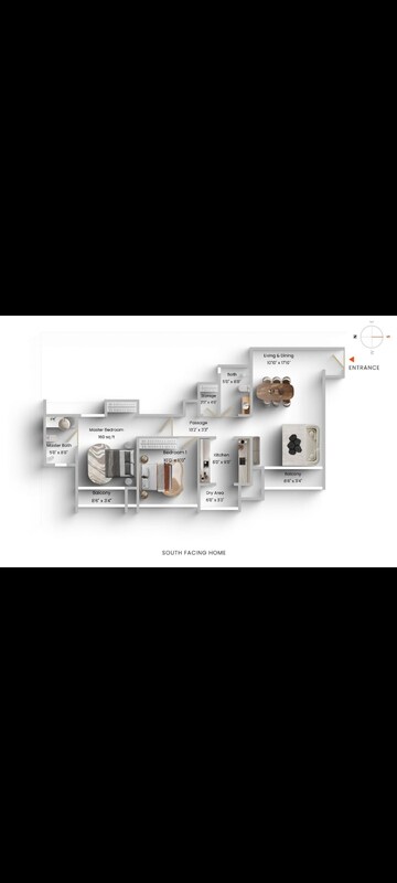 Floor Plan in 2 BHK Apartment at Lodha Aurum, Kanjurmarg East – for Sale