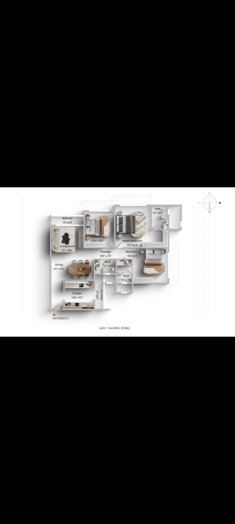 Floor Plan, ekta-tripolis 3 Bedroom 1084 Sq.Ft. Apartment In Goregaon West Mumbai 9297321
