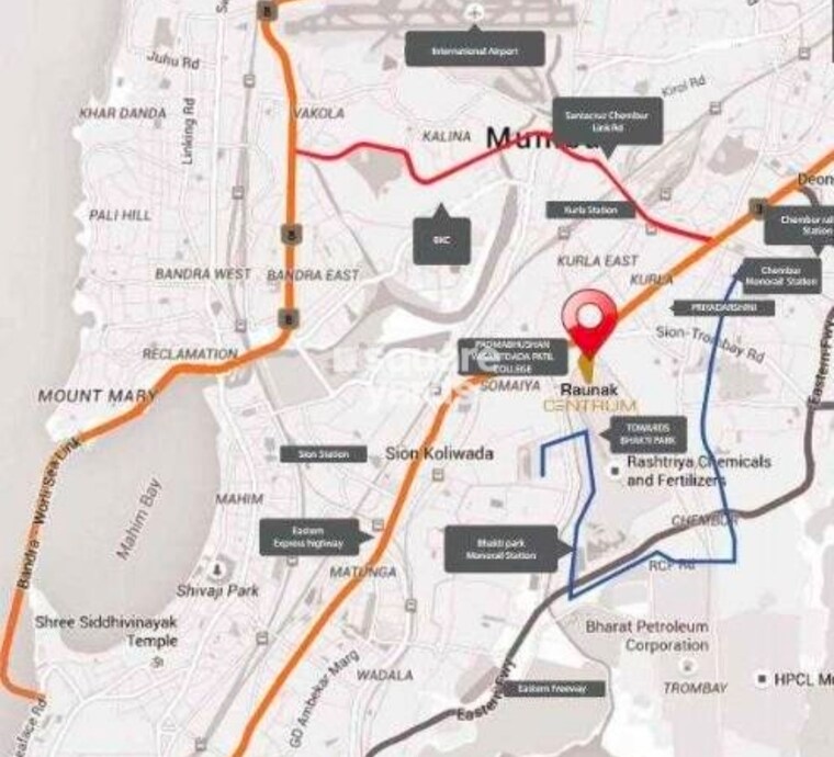 Map Location, raunak-centrum 2 Bedroom 596 Sq.Ft. Apartment In Sion East Mumbai 9297327