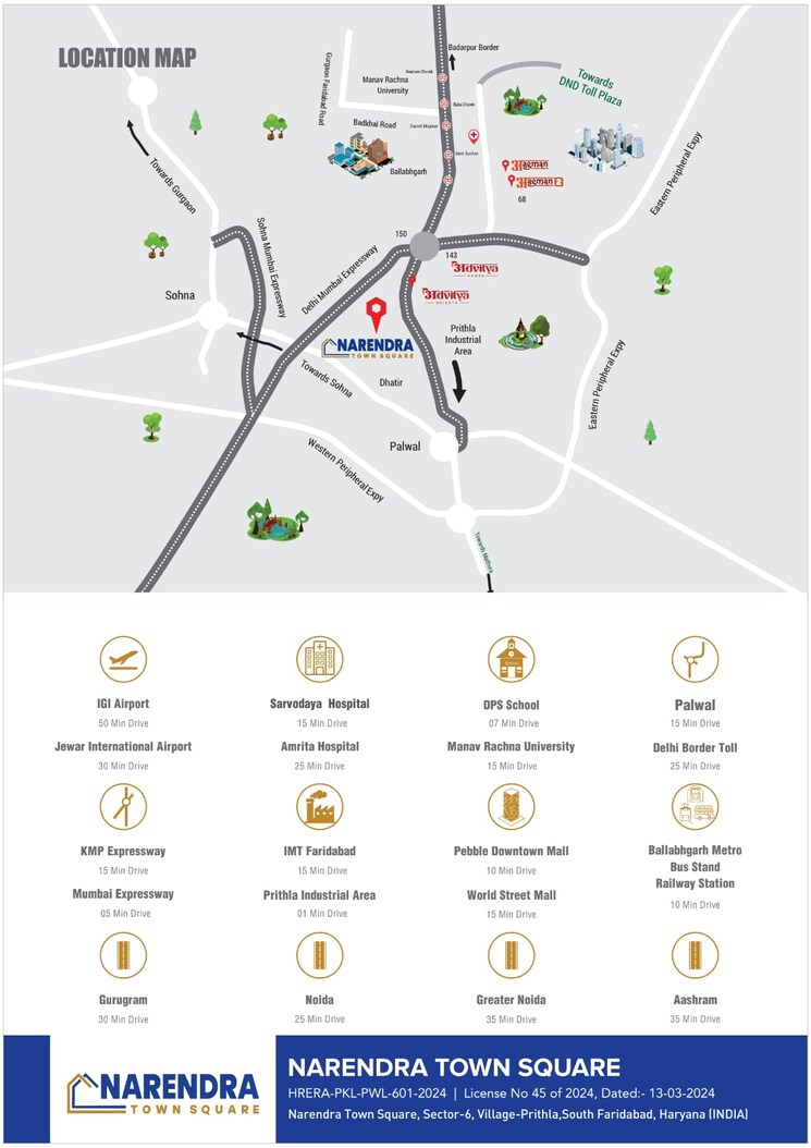 Map Location, pirthla  120 Sq.Yd. Plot In Pirthla Palwal 9297587