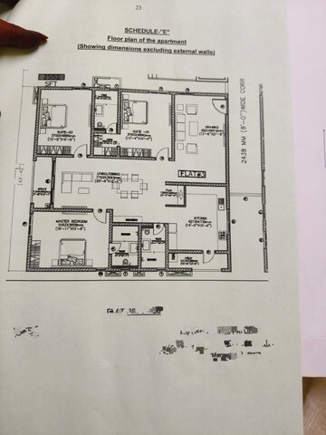 Floor Plan in 3 BHK Apartment at DSR The Classe, Narsingi – for Sale