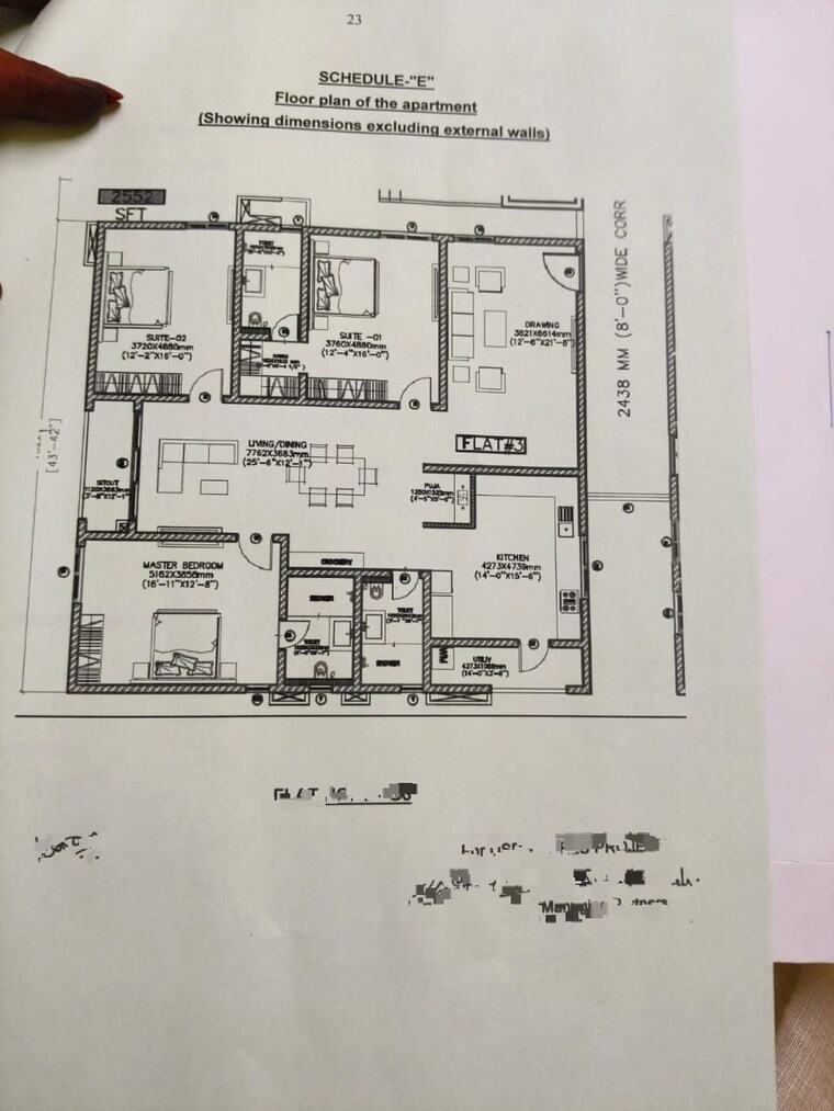 Floor Plan, dsr-the-classe 3 Bedroom 2550 Sq.Ft. Apartment In Narsingi Hyderabad 9299347