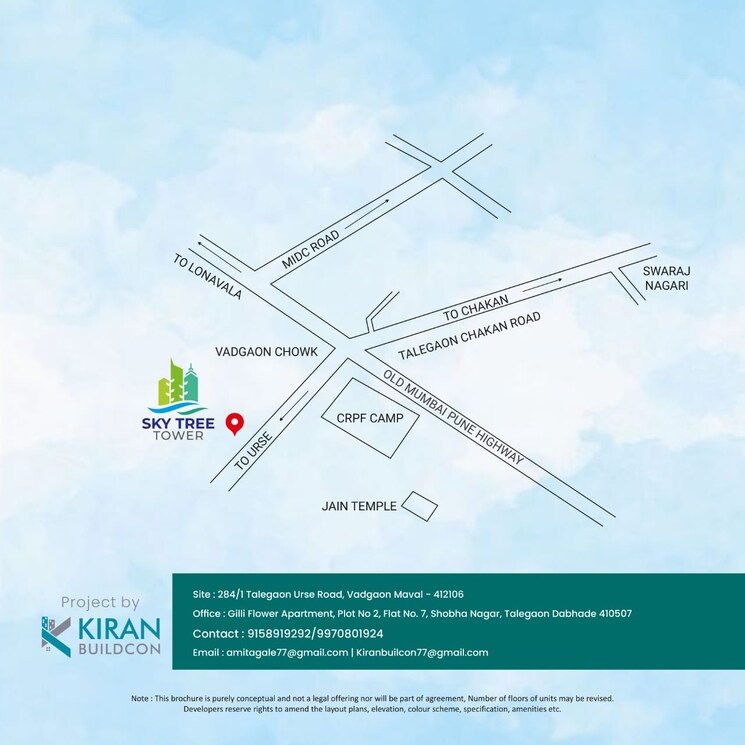 Map Location, kiran-sky-tree-tower 2 Bedroom 581 Sq.Ft. Apartment In Talegaon Dabhade Pune 9299423