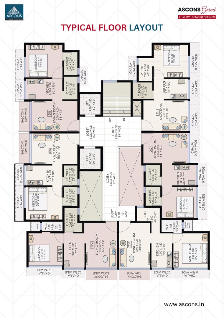 Floor Plan, ascons-garnet 1 Bedroom 650 Sq.Ft. Apartment In Dapoli Navi Mumbai 9299658