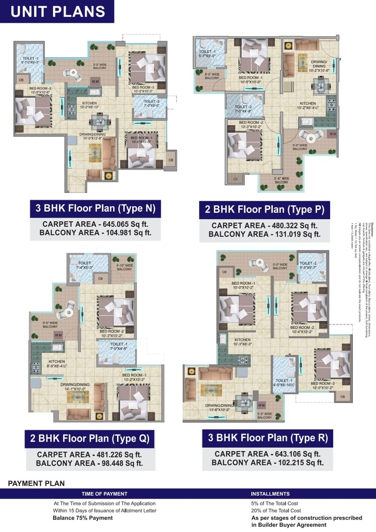 Floor Plan, hrh-city-vasant-valley 2 Bedroom 650 Sq.Ft. Apartment In Sector 56a Faridabad 9300631