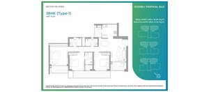 Floor Plan in 3 BHK Apartment at Godrej Tropical Isle, Sector 146 – for Sale