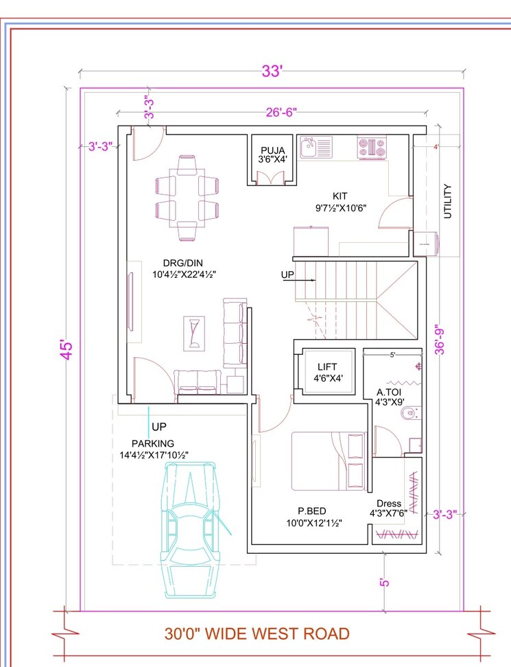 Floor Plan, bongloor 4 Bedroom 3253 Sq.Ft. Villa In Bongloor Hyderabad 9304716
