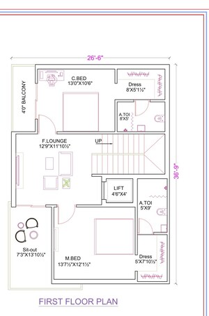 Floor Plan in 4 BHK Villa at Kongara Kalan – for Sale