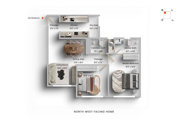 Floor Plan, shapoorji-pallonji-sewri 2 Bedroom 605 Sq.Ft. Apartment In Sewri Mumbai 9306248