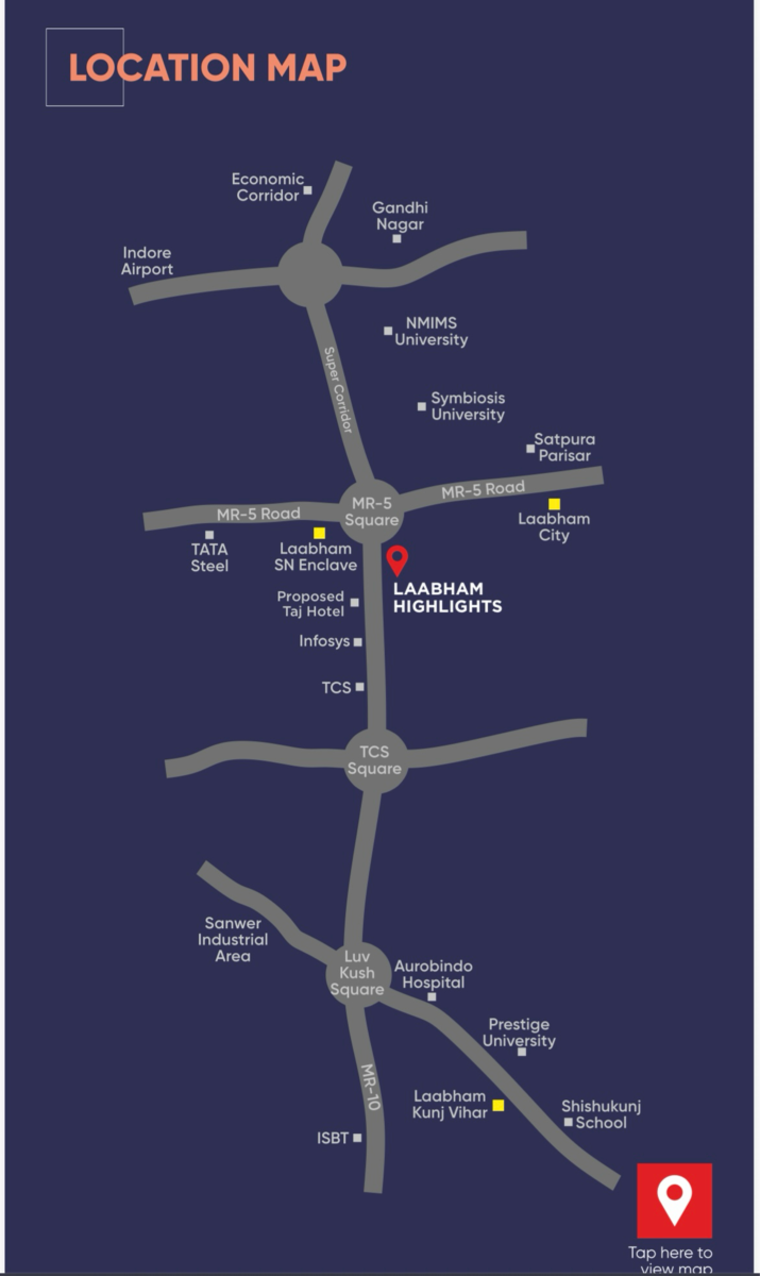 Map Location, bada bangarda Commercial Office Space 1250 Sq.Ft. In Bada Bangarda Indore 9306898