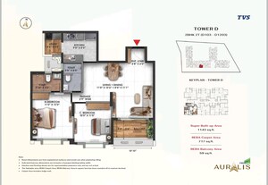 Floor Plan in 2 BHK Apartment at TVS Emerald Auralis, Thanisandra – for Sale