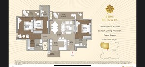 Floor Plan in 3 BHK Apartment at Signature Global Cloverdale, Sector 71 – for Sale