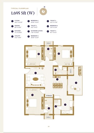 Floor Plan in 3 BHK Apartment at ASBL Loft, Financial District – for Sale