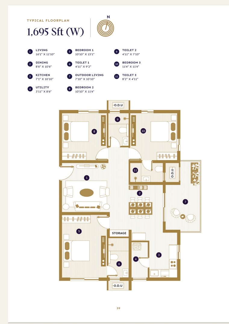Floor Plan, asbl-loft 3 Bedroom 1705 Sq.Ft. Apartment In Financial District Hyderabad 9308454