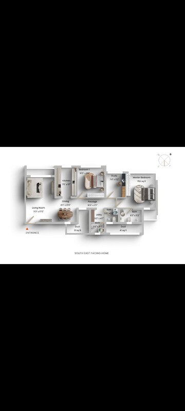 Floor Plan in 2.5 BHK Apartment at Kalpataru Aura, Ghatkopar West – for Sale