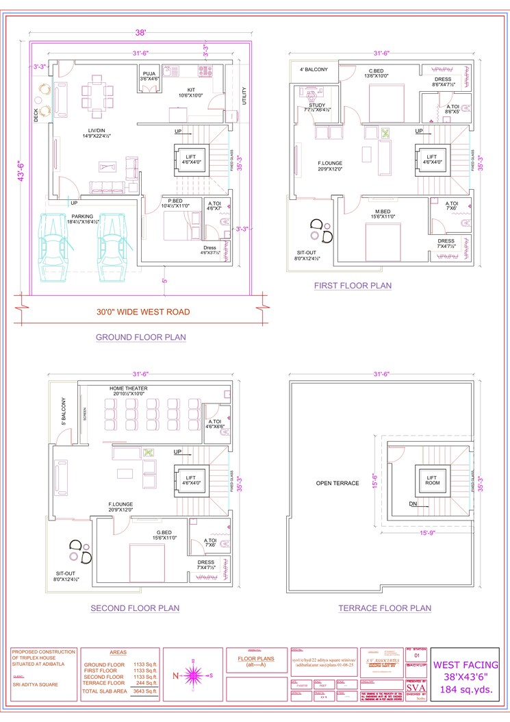 Floor Plan, raviryal 4 Bedroom 3643 Sq.Ft. Villa In Raviryal Hyderabad 9308767