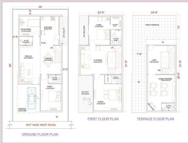 Floor Plan, krishna reddy pet 4 Bedroom 3080 Sq.Ft. Villa In Krishna Reddy Pet Hyderabad 9309131