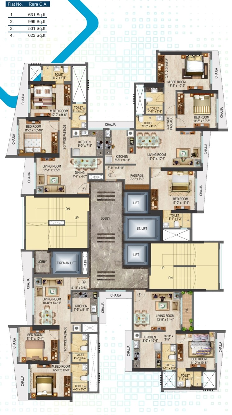 Floor Plan, malad west 2 Bedroom 631 Sq.Ft. Apartment In Malad West Mumbai 9309632