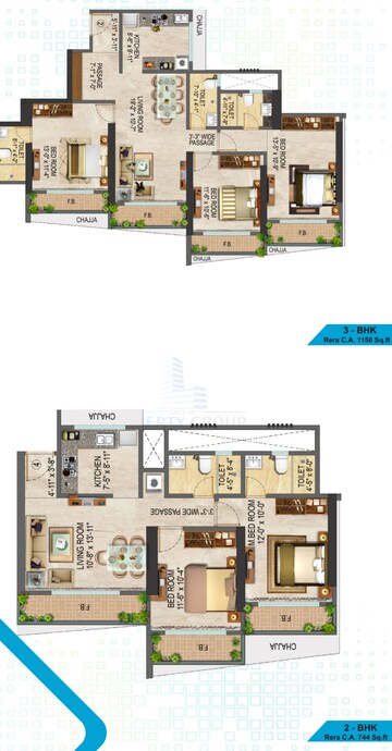 Floor Plan in 3 BHK Apartment at Malad West – for Sale