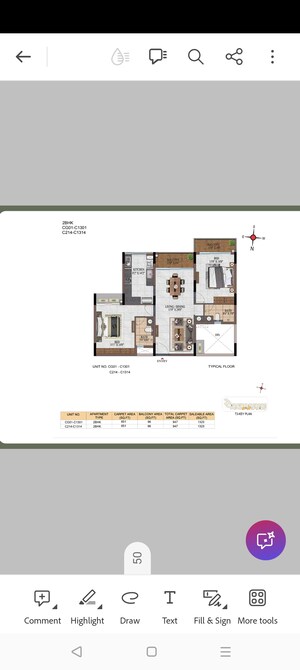 Floor Plan in 2 BHK Apartment at Casagrand Estancia, Thanisandra Main Road – for Sale