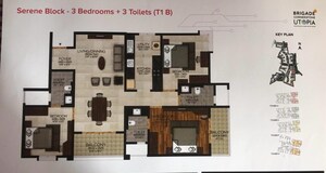 Floor Plan in 3 BHK Apartment at Brigade Cornerstone Utopia, Varthur – for Sale