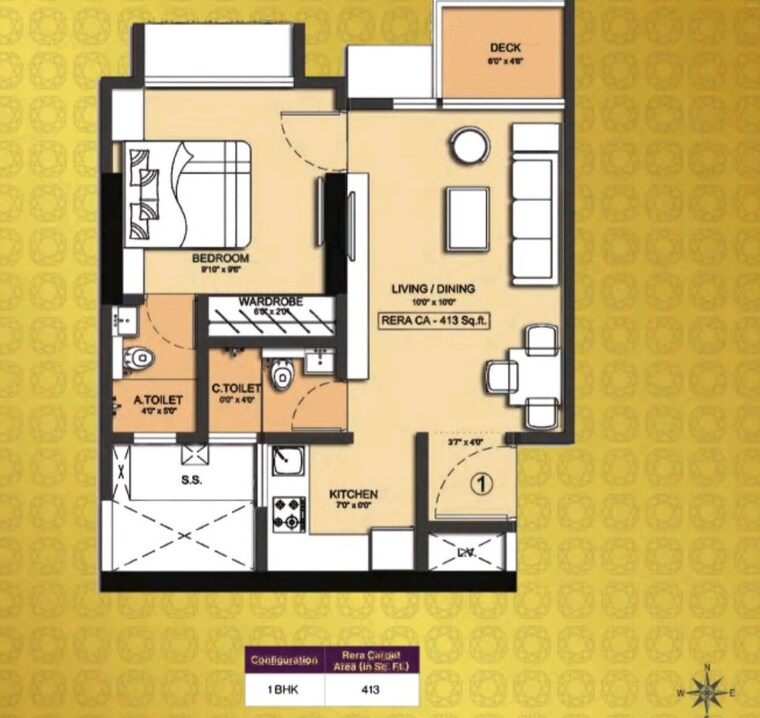 Floor Plan, malad west 1 Bedroom 560 Sq.Ft. Apartment In Malad West Mumbai 9311505