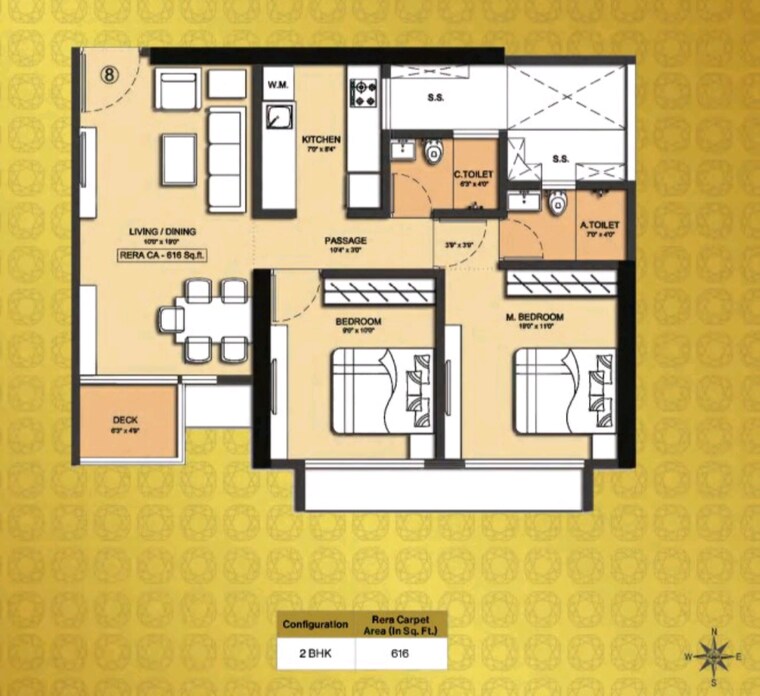 Floor Plan, jankalyan nagar 2 Bedroom 900 Sq.Ft. Apartment In Jankalyan Nagar Mumbai 9311520