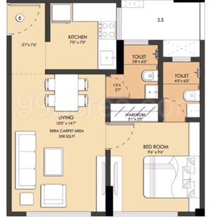 Floor Plan in 2 BHK Apartment at Malad West – for Sale
