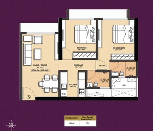 Floor Plan in 2 BHK Apartment at Malad West – for Sale