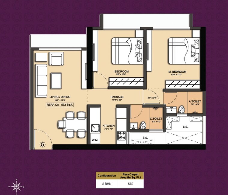 Floor Plan, malad west 2 Bedroom 616 Sq.Ft. Apartment In Malad West Mumbai 9311529