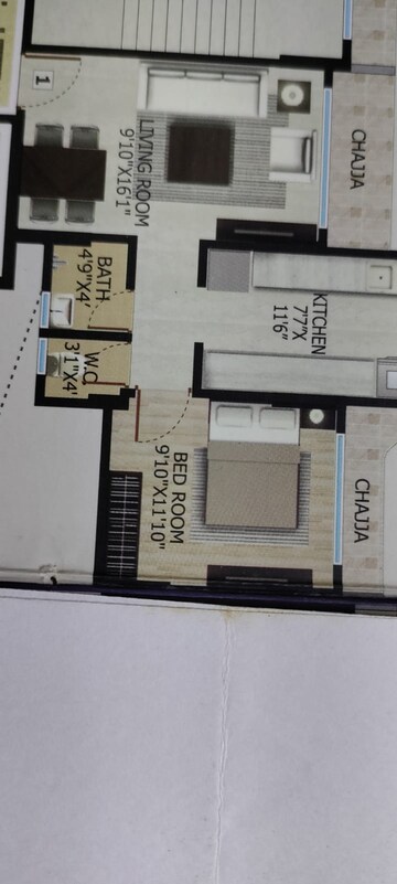 Floor Plan in 1 BHK Apartment at Ajanta Ellora, Dahisar East – for Sale