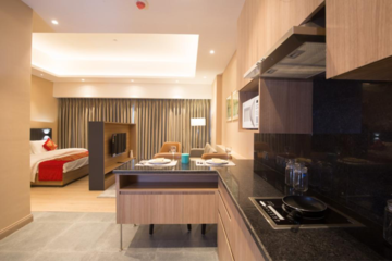 Kitchen in 1 RK Apartment at Paras Square Service Apartments, Sector 59 – for Rent
