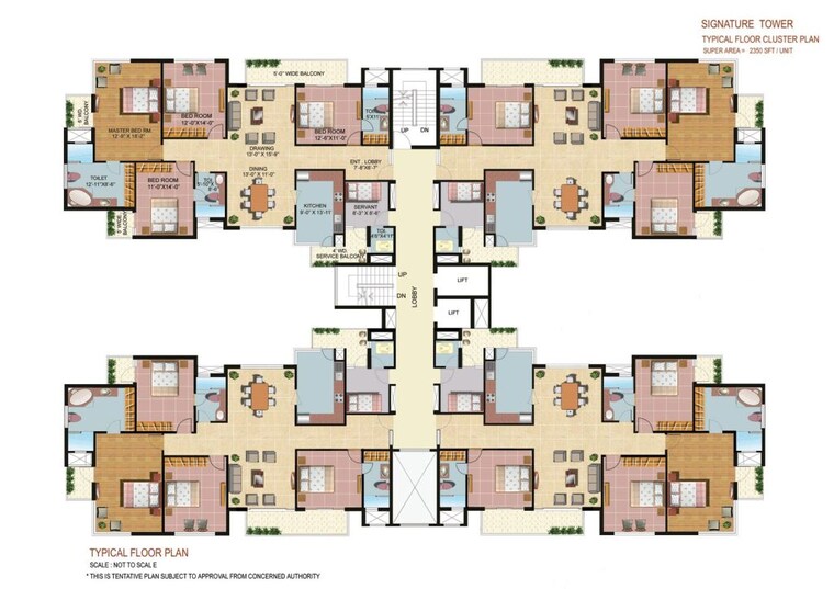 Floor Plan, omaxe-heights 2 Bedroom 735 Sq.Ft. Apartment In Sector 86 Faridabad 9312345