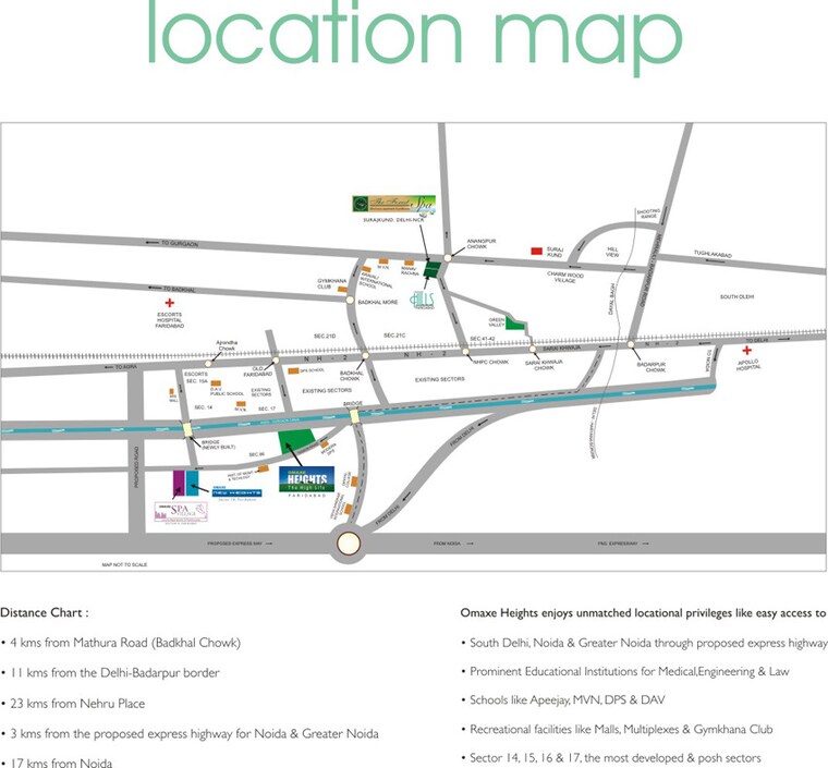Map Location, omaxe-heights 2 Bedroom 735 Sq.Ft. Apartment In Sector 86 Faridabad 9312345