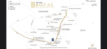 3 BHK Apartment – Map Location View at TREVOC Royal Residences, Sector 56 - for Sale