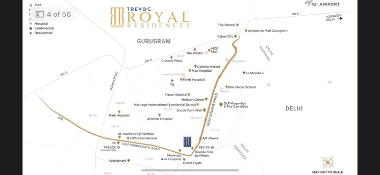Map Location, trevoc-royal-residences 3 Bedroom 2642 Sq.Ft. Apartment In Sector 56 Gurgaon 9312191