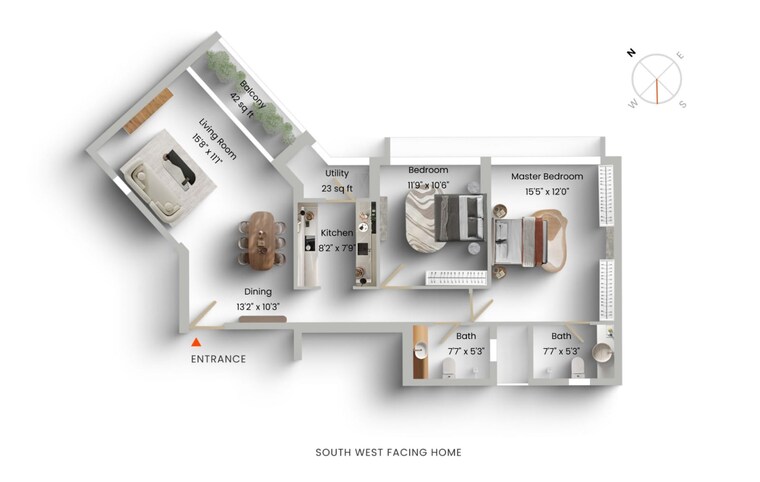 Floor Plan, godrej-the-trees 2 Bedroom 939 Sq.Ft. Apartment In Vikhroli East Mumbai 9312354