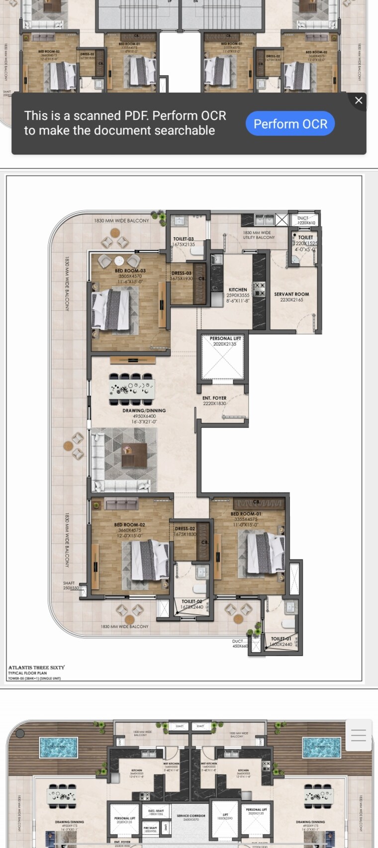 Floor Plan, chandigarh airport 3 Bedroom 2325 Sq.Ft. Apartment In Chandigarh Airport Chandigarh 9312688