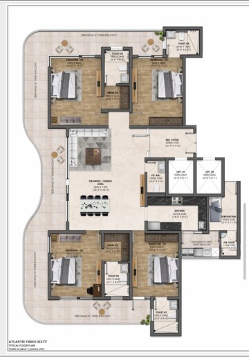 Floor Plan in 4 BHK Apartment at Chandigarh Airport – for Sale