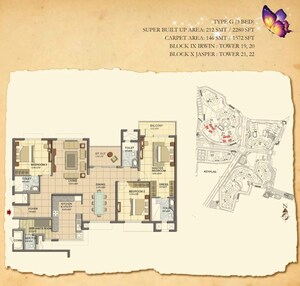 Master Plan in 3.5 BHK Apartment at Prestige Lakeside Habitat, Varthur – for Rent