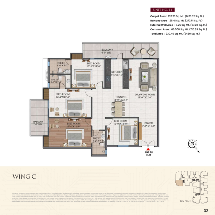 Floor Plan, mahurali 3 Bedroom 2100 Sq.Ft. Apartment In Mahurali Ghaziabad 9314107
