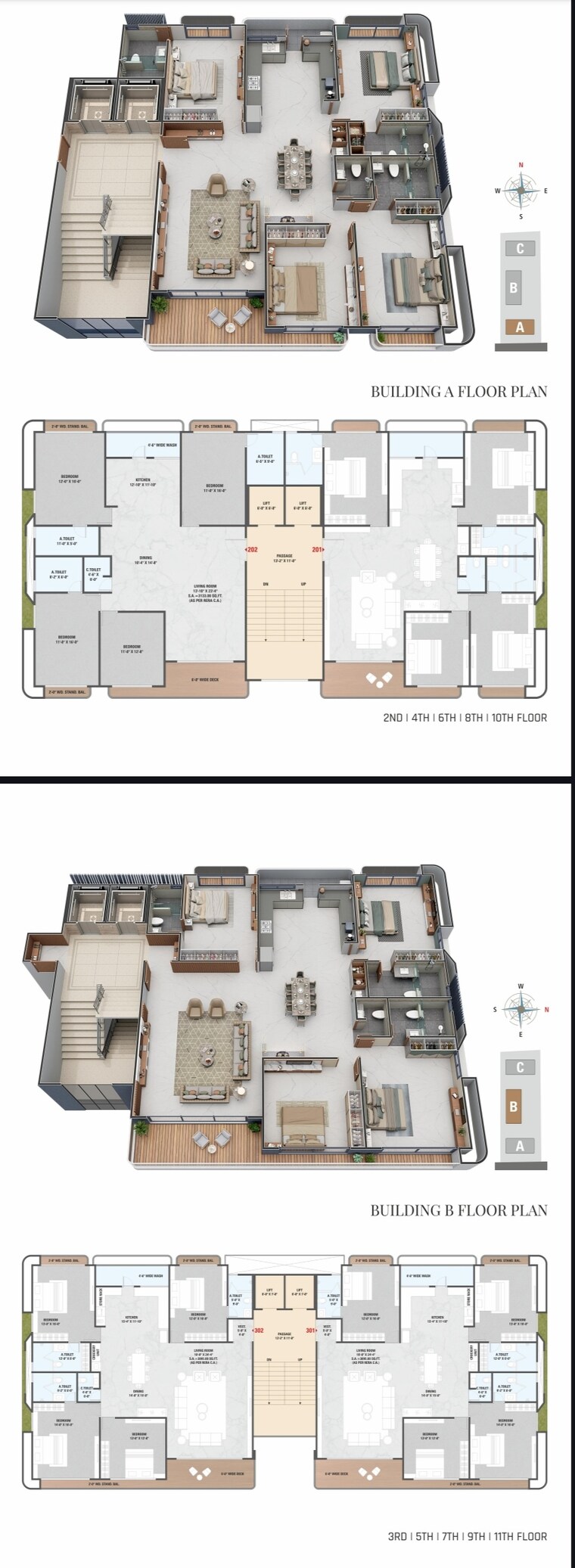Floor Plan, canal road 4 Bedroom 3150 Sq.Ft. Apartment In Canal Road Surat 9315196