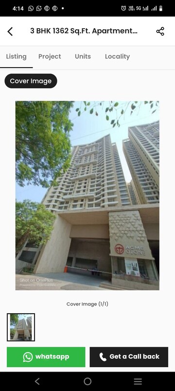 3 BHK Apartment For Rent in Acme Ozone, Manpada