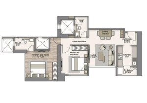Floor Plan in 2 BHK Apartment at Piramal Mahalaxmi, Mahalaxmi – for Rent
