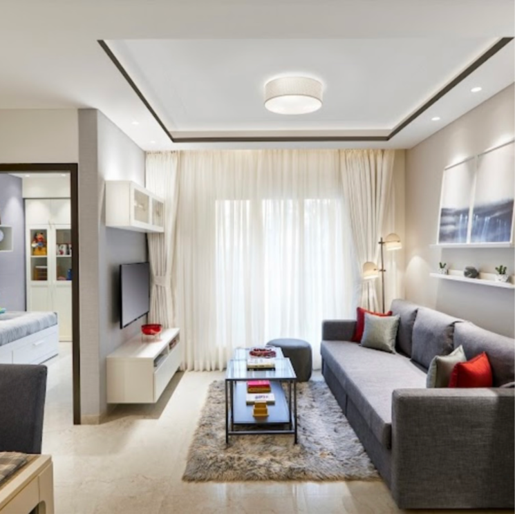 Living Room, dosti-west-county-phase-2-dosti-cedar 1 Bedroom 322 Sq.Ft. Apartment In Kolshet Industrial Area Thane 9316783