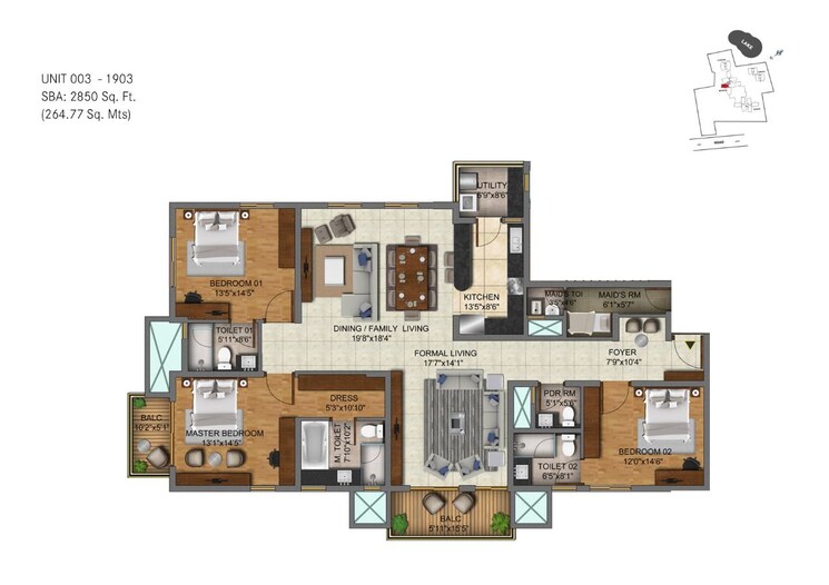 Floor Plan, century-ethos 3 Bedroom 2960 Sq.Ft. Apartment In Hebbal Bangalore 9317170