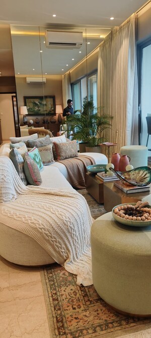 Living Room in 4 BHK Apartment at Sumer Trinity Towers, Prabhadevi – for Rent