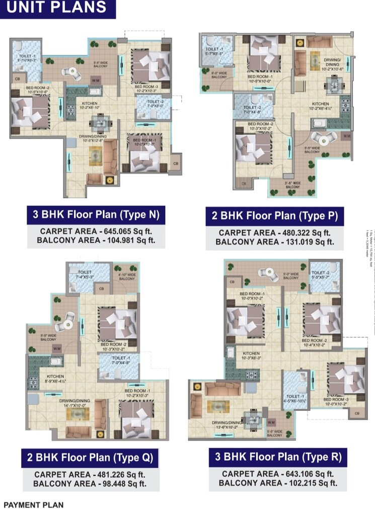 Floor Plan, hrh-city-vasant-valley 2 Bedroom 605 Sq.Ft. Apartment In Sector 56a Faridabad 9317384