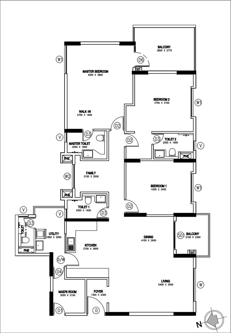Floor Plan, g-corp-the-icon 3 Bedroom 2050 Sq.Ft. Apartment In Thanisandra Main Road Bangalore 9319879